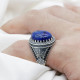 Anillo de plata de ley 100% 925 para hombre, ancla de corona de piedra de lapislázuli Natural azul, piedra de circón negro, anillo de boda para fiesta, joyería fina - malaquita tienda 36