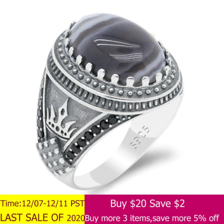 Anillo con piedra de ágata Natural para hombre, joya de plata 925 pura auténtica para boda/Fiesta, joyería de moda, regalo