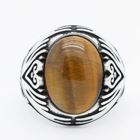 Anillo de Plata de Ley 925 con diseño de Ojos de tigre Natural para hombre, sortija fina con diseño de alas de mariposa y corazón, estilo Casual, bonito, para boda - malaquita tienda 36