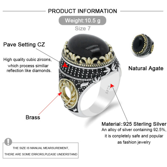 Anillo Vintage de ágata Natural para hombre, de plata 925 pura auténtica, anillo Con garra de trébol de la suerte, joyería fina de piedra CZ, regalo de moda - malaquita tienda 36