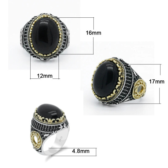 Anillo Vintage de ágata Natural para hombre, de plata 925 pura auténtica, anillo Con garra de trébol de la suerte, joyería fina de piedra CZ, regalo de moda - malaquita tienda 36