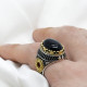 Anillo Vintage de ágata Natural para hombre, de plata 925 pura auténtica, anillo Con garra de trébol de la suerte, joyería fina de piedra CZ, regalo de moda - malaquita tienda 36