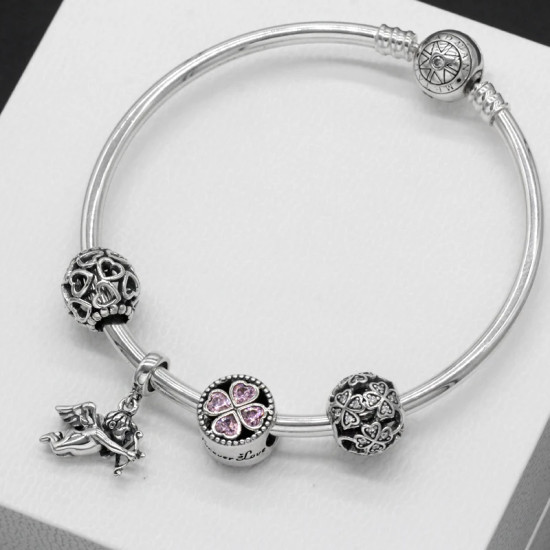 2020 Charms y cuentas de corazón, pulseras románticas de Cupido de circón rosa, joyería DIY, corazones en toda la prenda - malaquita tienda 36
