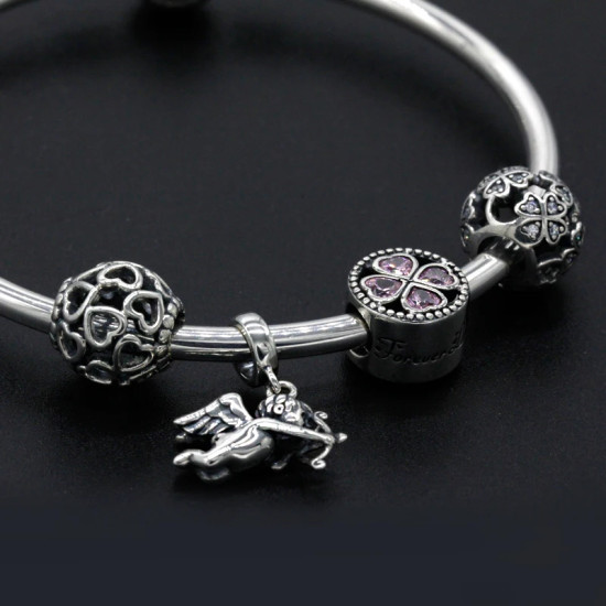 2020 Charms y cuentas de corazón, pulseras románticas de Cupido de circón rosa, joyería DIY, corazones en toda la prenda - malaquita tienda 36