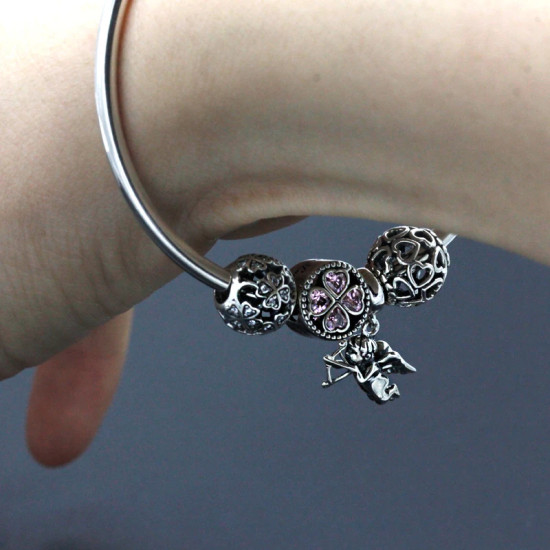 2020 Charms y cuentas de corazón, pulseras románticas de Cupido de circón rosa, joyería DIY, corazones en toda la prenda - malaquita tienda 36