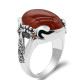 Anillo grande de Plata de Ley 925 para hombre, piedra de ágata Natural roja, líneas rojas de CZ, anillo Vintage para fiesta, estilo fresco, anillo de Turquía - malaquita tienda 36