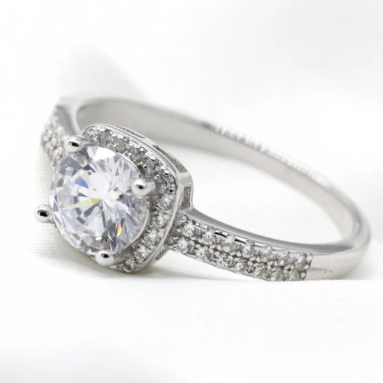 Anillo de Plata de Ley 925 auténtica y pura, piedra CZ, joyería de diamantes deslumbrantes, anillo de aniversario para fiesta de boda para mujer, regalo de joyería - malaquita tienda 36