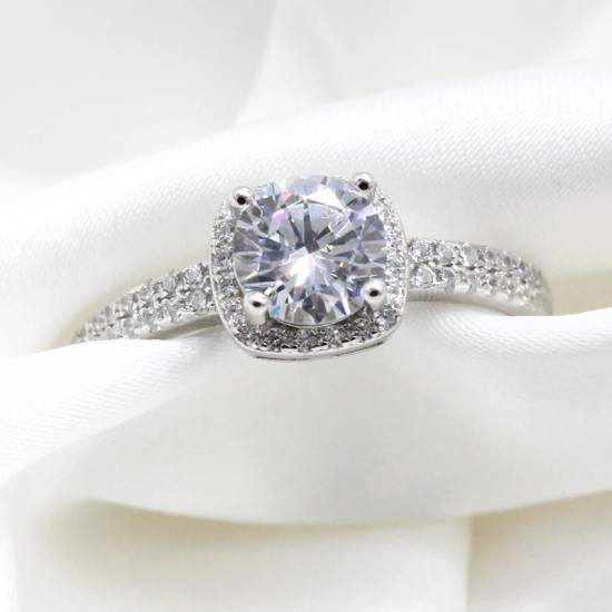 Anillo de Plata de Ley 925 auténtica y pura, piedra CZ, joyería de diamantes deslumbrantes, anillo de aniversario para fiesta de boda para mujer, regalo de joyería - malaquita tienda 36