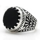 Anillo de Plata de Ley 925 con piedra de ágata Natural negra para hombre, sello de ciruela con goteo, anillo de sello de nota Musical, joyería fina - malaquita tienda 36