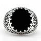 Anillo de Plata de Ley 925 con piedra de ágata Natural negra para hombre, sello de ciruela con goteo, anillo de sello de nota Musical, joyería fina - malaquita tienda 36