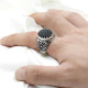Anillo de Plata de Ley 925 con piedra de ágata Natural negra para hombre, sello de ciruela con goteo, anillo de sello de nota Musical, joyería fina - malaquita tienda 36