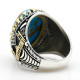 Anillos de plata de ley 925 auténtica para hombre, piedra turquesa Natural azul, anillo Vintage para fiesta de boda, joyería turca con forma de luna y Castillo - malaquita tienda 36