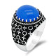 Anillo de Plata de Ley 925 con piedra de ágata Natural azul para hombres, plantas, Flor del sol, estilo clásico, anillo de boda turco, joyería fina - malaquita tienda 36