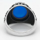 Anillo de Plata de Ley 925 con piedra de ágata Natural azul para hombres, plantas, Flor del sol, estilo clásico, anillo de boda turco, joyería fina - malaquita tienda 36