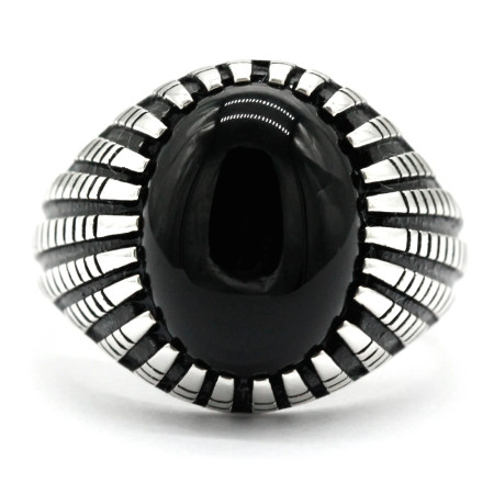 Anillo de Plata de Ley 925 con piedra de ágata Natural negra para hombre, sortija Vintage para fiesta/boda, diseño exquisito, regalo de joyería hecho a mano
