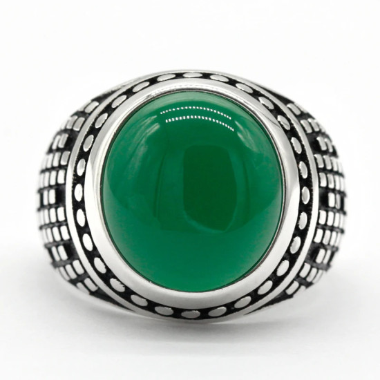 Anillo de Plata de Ley 925 auténtica para hombre, con piedra de ágata Natural, mosaico geométrico, diseño único, joyería fina, regalo - malaquita tienda 36