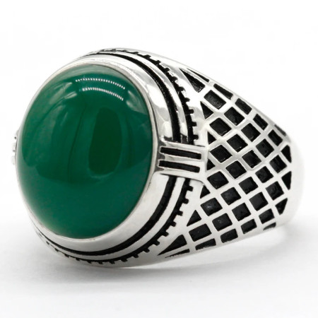 Anillo de plata 925 para hombre, con rejilla de piedra de ágata Natural, diseño clásico y sencillo, para fiesta/boda, joyería fina Anillo de plata 925 para hombre, con rejilla de piedra de ágata Natural, diseño clásico y sencillo, para fiesta/boda, joyería fina