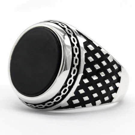 Anillo de Plata de Ley 925 auténtica para hombres, cadena de gotas de piedra de ágata Natural, joyería turca, anillo de boda, joyería fina Vintage Anillo de Plata de Ley 925 auténtica para hombres, cadena de gotas de piedra de ágata Natural, joyería turca, anillo de boda, joyería fina Vintage