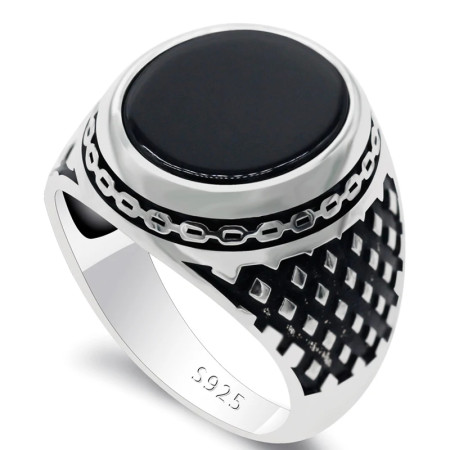 Anillo de Plata de Ley 925 auténtica para hombres, cadena de gotas de piedra de ágata Natural, joyería turca, anillo de boda, joyería fina Vintage Anillo de Plata de Ley 925 auténtica para hombres, cadena de gotas de piedra de ágata Natural, joyería turca, anillo de boda, joyería fina Vintage