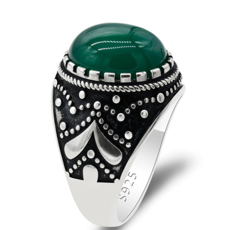 Anillo de Plata de Ley 925 auténtica para hombres, Charm de goteo grande, joyería Vintage de Turquía, piedra de ágata Natural ovalada, anillos de boda para hombres Anillo de Plata de Ley 925 auténtica para hombres, Charm de goteo grande, joyería Vintage de Turquía, piedra de ágata Natural ovalada, anillos de boda para hombres