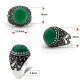 Anillo de Plata de Ley 925 auténtica para hombres, Charm de goteo grande, joyería Vintage de Turquía, piedra de ágata Natural ovalada, anillos de boda para hombres - malaquita tienda 36