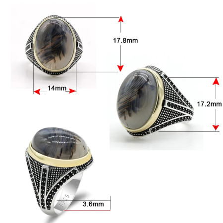 Anillo de ágata Natural para hombre, de plata 925, garra de piedra de ágata y CZ, anillo Vintage para fiesta, joyería turca, joyería fina, diseño exquisito