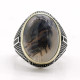 Anillo de ágata Natural para hombre, de plata 925, garra de piedra de ágata y CZ, anillo Vintage para fiesta, joyería turca, joyería fina, diseño exquisito - malaquita tienda 36