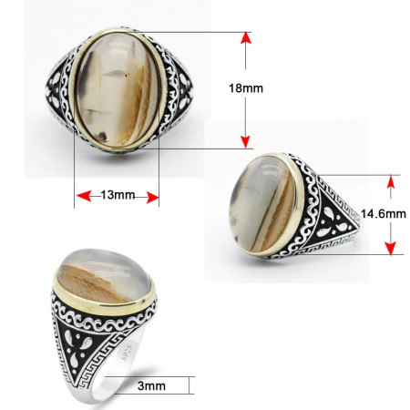 Anillo de Plata de Ley 925 con piedra de ágata Natural para hombre, cadena con goteo, flor de ciruelo, boda Vintage, diseño exquisito, joyería fina