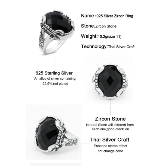 Anillo hecho a mano para hombre, de Plata de Ley 925 con piedra, diseño único Vintage, joyería fina para fiesta, regalo de moda - malaquita tienda 36