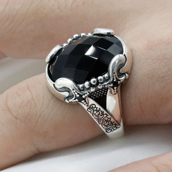Anillo hecho a mano para hombre, de Plata de Ley 925 con piedra, diseño único Vintage, joyería fina para fiesta, regalo de moda - malaquita tienda 36