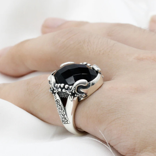 Anillo hecho a mano para hombre, de Plata de Ley 925 con piedra, diseño único Vintage, joyería fina para fiesta, regalo de moda - malaquita tienda 36