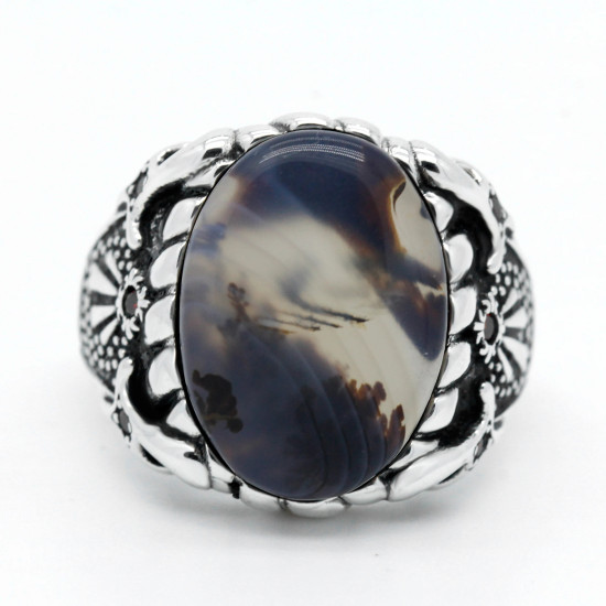 Anillo de Plata de Ley 925 sólida para hombres, piedra de ágata Natural y piedra CZ, anillos de boda turcos hechos a mano para hombres, joyería Vintage, anillo - malaquita tienda 36