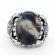 Anillo de Plata de Ley 925 sólida para hombres, piedra de ágata Natural y piedra CZ, anillos de boda turcos hechos a mano para hombres, joyería Vintage, anillo - malaquita tienda 36