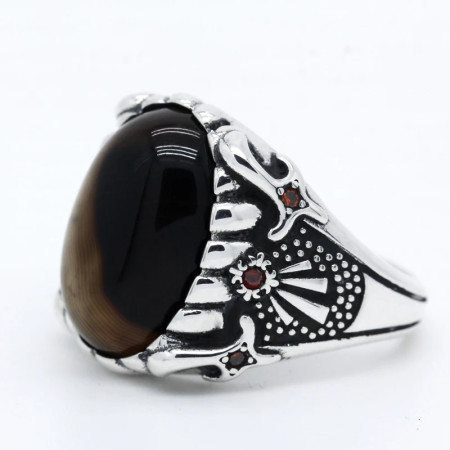 Anillo negro turco de Plata de Ley 925 sólida para hombre, piedra de ágata Natural, manchas Vintage de girasol, joyería fina, Regalo para marido Anillo negro turco de Plata de Ley 925 sólida para hombre, piedra de ágata Natural, manchas Vintage de girasol, joyería fina, Regalo para marido