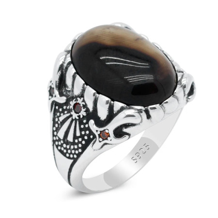 Anillo negro turco de Plata de Ley 925 sólida para hombre, piedra de ágata Natural, manchas Vintage de girasol, joyería fina, Regalo para marido Anillo negro turco de Plata de Ley 925 sólida para hombre, piedra de ágata Natural, manchas Vintage de girasol, joyería fina, Regalo para marido