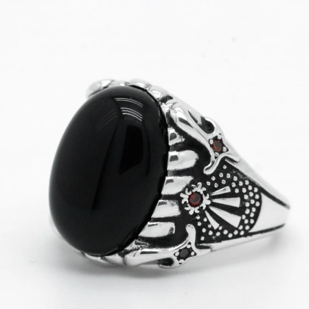 Anillo de Plata de Ley 925 con piedra de ágata Natural para hombre, joya de girasoles, símbolo de buena suerte, joyería turca Vintage, regalo de moda