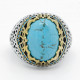 Anillo de Plata de Ley 925 para hombre y mujer, piedra turquesa Natural, joyería turca, regalo Vintage de moda, anillos para hombre, todas las tallas, fiesta - malaquita tienda 36