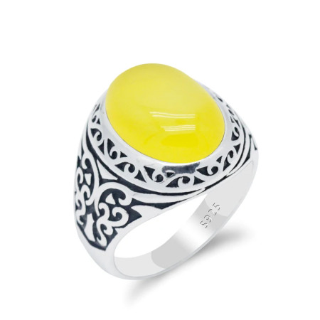 Türkiye Jewelry-Anillo de plata s925 con ágata amarilla Natural, regalo hecho a mano, joyería para fiesta y vacaciones para hombre Türkiye Jewelry-Anillo de plata s925 con ágata amarilla Natural, regalo hecho a mano, joyería para fiesta y vacaciones para hombre