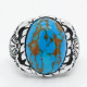 Anillos de plata 925 para hombre y mujer, joyería con piedra turquesa Natural, Retro, turco, joyería para fiesta y boda - malaquita tienda 36