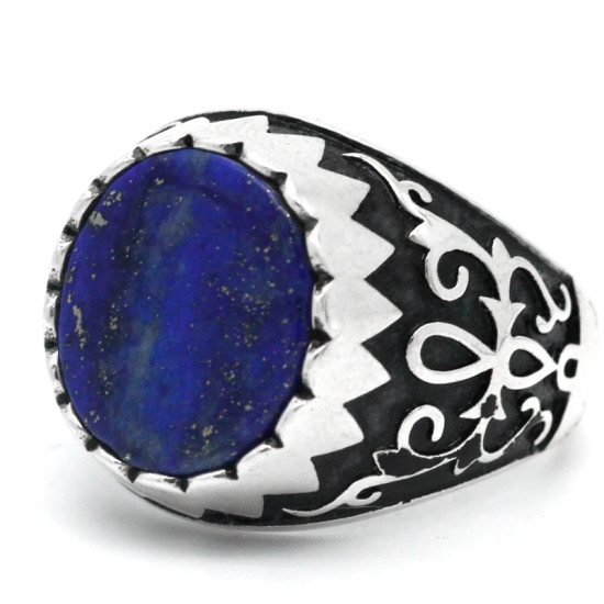 Anillo de Plata de Ley 925 con piedra de lapislázuli Natural para hombre, joyería de Turquía, anillo de gota de agua para dedo - malaquita tienda 36