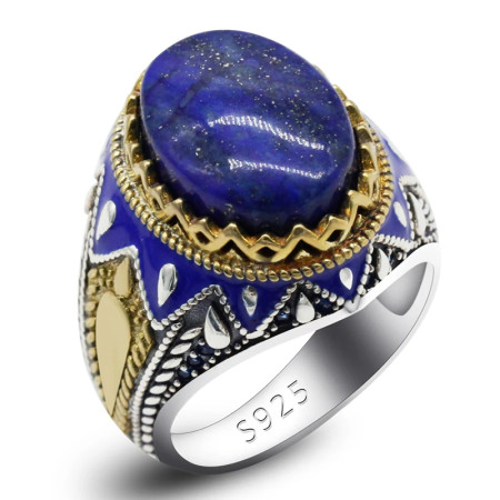 Anillo de plata 925 para hombre y mujer, joyería de piedra Natural de lapislázuli, regalo Vintage, joyería energética de amor de la suerte Anillo de plata 925 para hombre y mujer, joyería de piedra Natural de lapislázuli, regalo Vintage, joyería energética de amor de la suerte