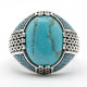 Anillo de piedra turquesa Natural para hombres y mujeres, anillo de plata 925 sólida, cadenas masculinas, anillo de fiesta Vintage, anillo de pavo de estilo fresco - malaquita tienda 36