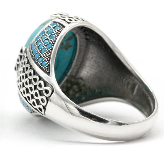 Anillo de piedra turquesa Natural para hombres y mujeres, anillo de plata 925 sólida, cadenas masculinas, anillo de fiesta Vintage, anillo de pavo de estilo fresco - malaquita tienda 36