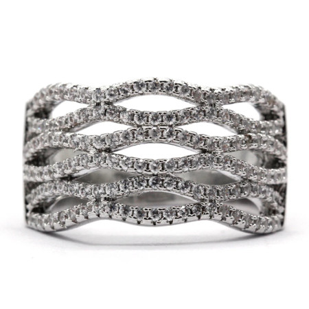 Anillo Circular Punk de circonita para mujer, diseño de onda hueca Irregular, joyería de dedo