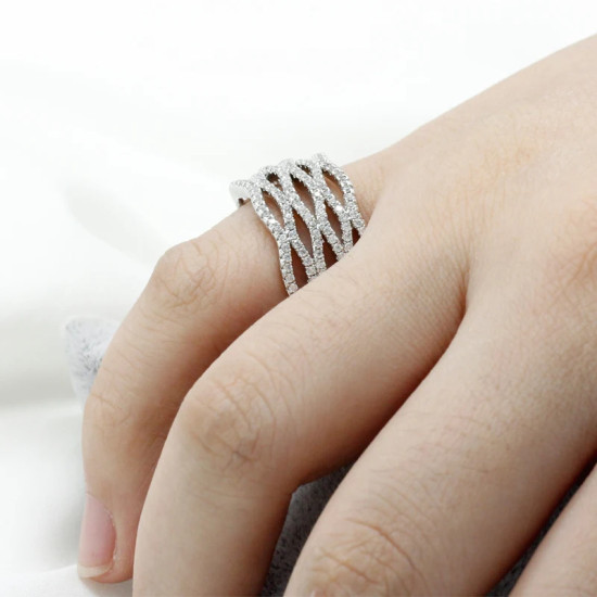 Anillo Circular Punk de circonita para mujer, diseño de onda hueca Irregular, joyería de dedo - malaquita tienda 36