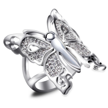 Anillo de Animal para mujer, joya de compromiso de lujo con piedra de circón deslumbrante y mariposa para hombres y mujeres, joyería de moda, regalo