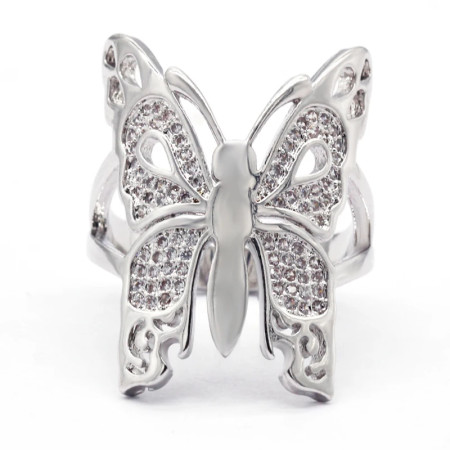 Anillo de Animal para mujer, joya de compromiso de lujo con piedra de circón deslumbrante y mariposa para hombres y mujeres, joyería de moda, regalo