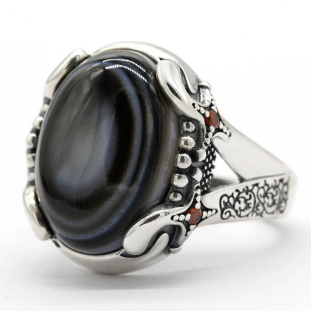 Anillo de plata 925 sólida para hombre y mujer, piedra de ágata Natural de mal de ojo, sello de cabra, anillo de lujo Vintage para fiesta, Onyx Anillo de plata 925 sólida para hombre y mujer, piedra de ágata Natural de mal de ojo, sello de cabra, anillo de lujo Vintage para fiesta, Onyx
