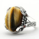 Anillo de Plata de Ley 925 con forma de ojo de tigre para hombre y mujer, sortija, plata esterlina, Estilo Vintage - malaquita tienda 36