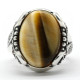 Anillo de Plata de Ley 925 con forma de ojo de tigre para hombre y mujer, sortija, plata esterlina, Estilo Vintage - malaquita tienda 36